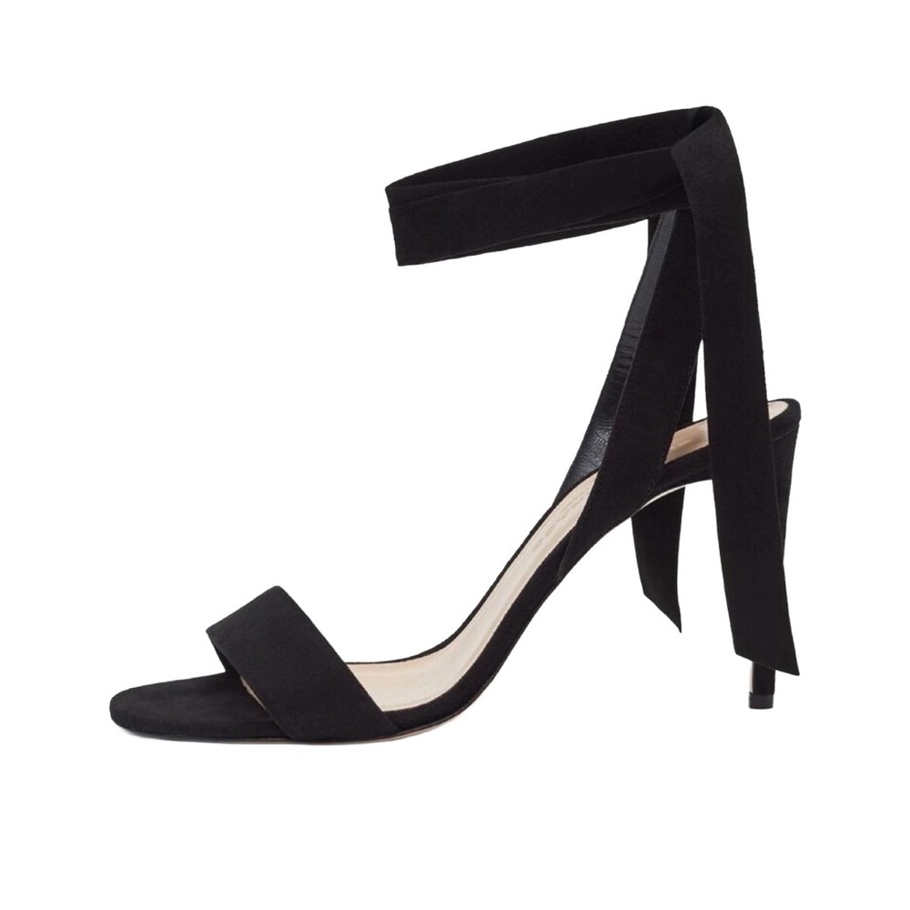 Club Monaco Black Suede Corla Strap Ankle Tie Sandal Size US 7-7.5 EU 37.5 NIB